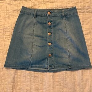 Celebrity Pink Blue Button-Up Mini Skirt